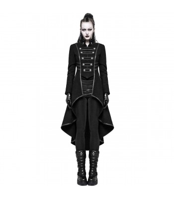 Women Gothic Military Steampunk Coat Long Jacket Black Steampunk Army Uniform 